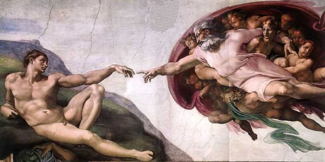 Skapelsen av Adam, maleri av Michelangelo Buonarroti, ca 1511.